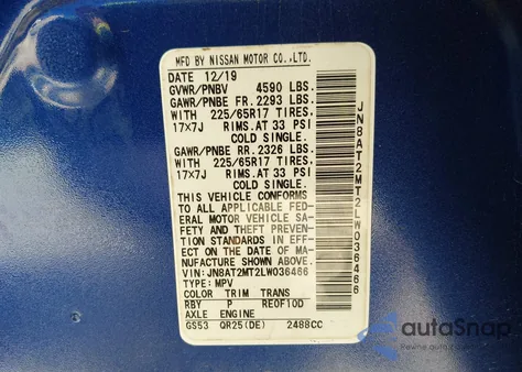 2020 Nissan Rogue Sv Fwd from USA, damaged, VIN JN8AT2MT2LW036466